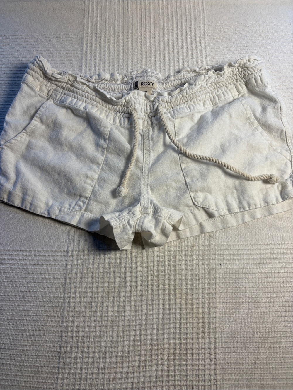 Roxy White Elastic Drawstring Women's Athletic Shorts